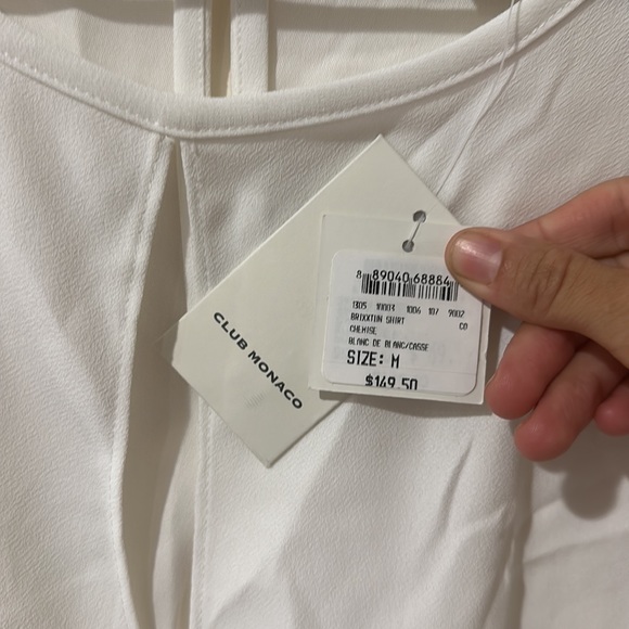 NEW • Club Monaco • Women’s Brixxtun Shirt Crewneck with Surplice Front White Md - Picture 4 of 4